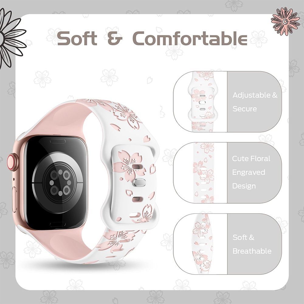 Floral Silicone Apple Watch Band