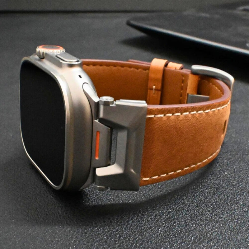 Titanium Genuine Leather Apple Watch Band