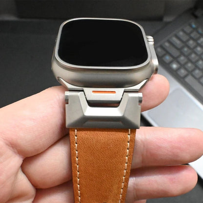 Titanium Genuine Leather Apple Watch Band