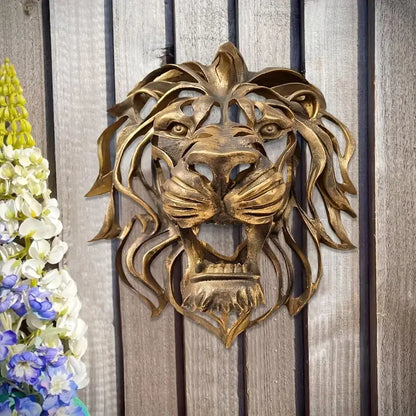 Majestic Lion: Gold Resin Wall Art