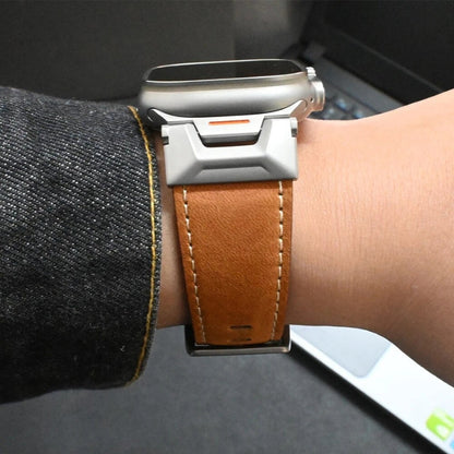 Titanium Genuine Leather Apple Watch Band