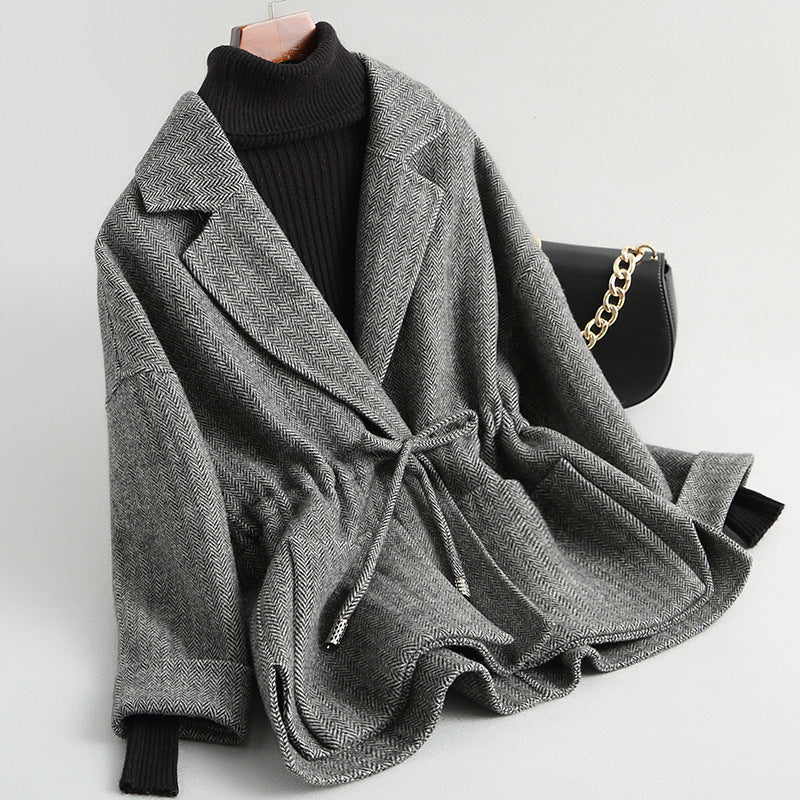 Bleu Wrap Wool Coat