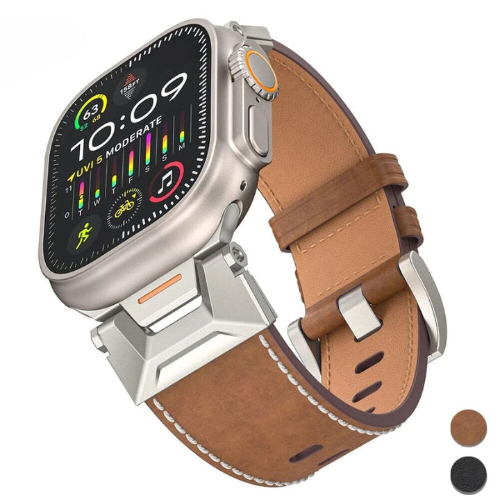 Titanium Genuine Leather Apple Watch Band