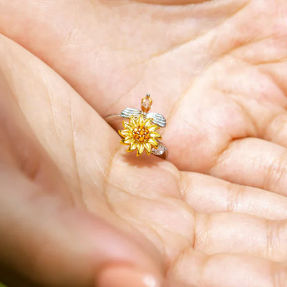 Sunflower Bliss: Spinning Sunflower & Bee Ring