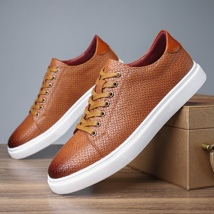 Salvatore Woven Leather Sneakers