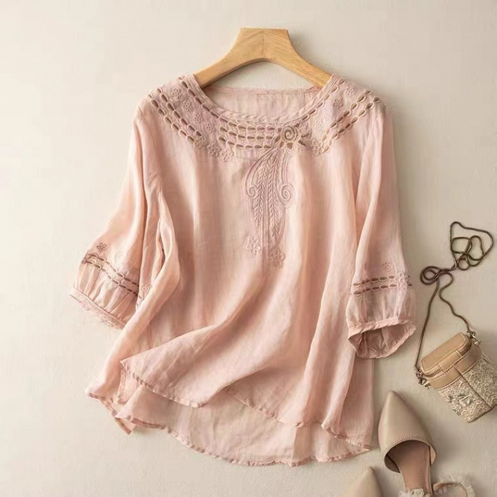 Claire Peasant Linen Blouse