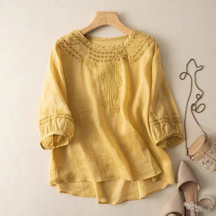 Claire Peasant Linen Blouse