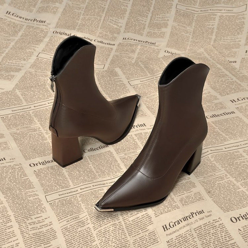 Victoria Chrome Tip Leather Boots