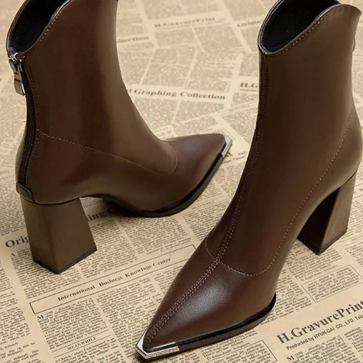 Victoria Chrome Tip Leather Boots