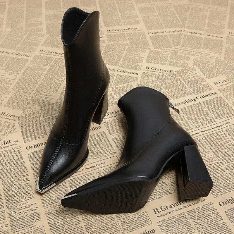 Victoria Chrome Tip Leather Boots