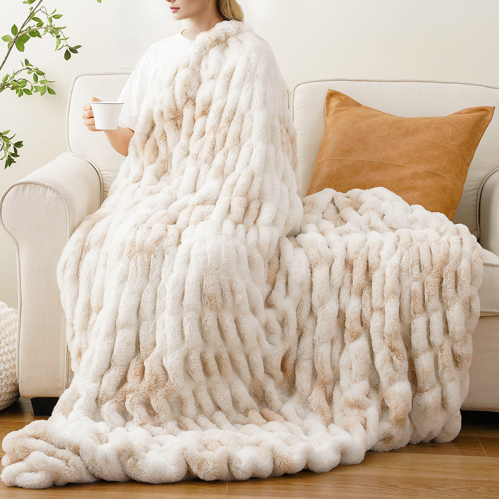 Faux Rabbit Fur Blanket Throw