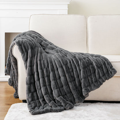 Faux Rabbit Fur Blanket Throw