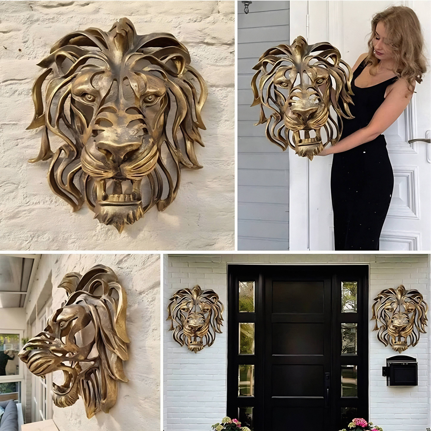 Majestic Lion: Gold Resin Wall Art