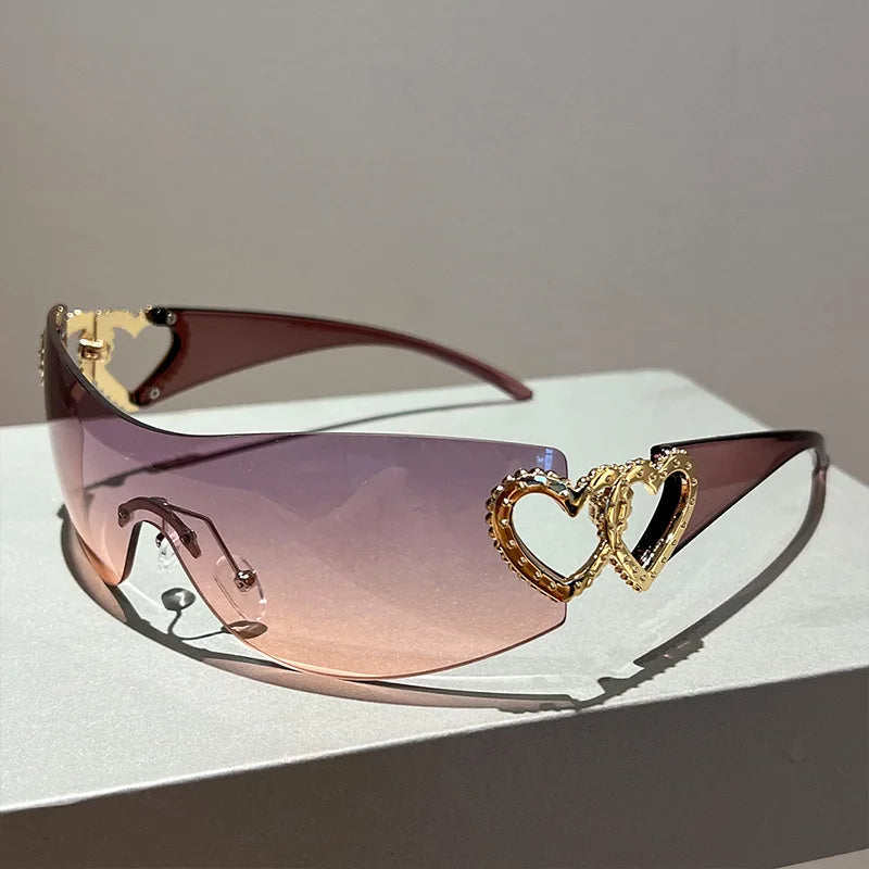 Vogue Heart Rhinestone Sunglasses