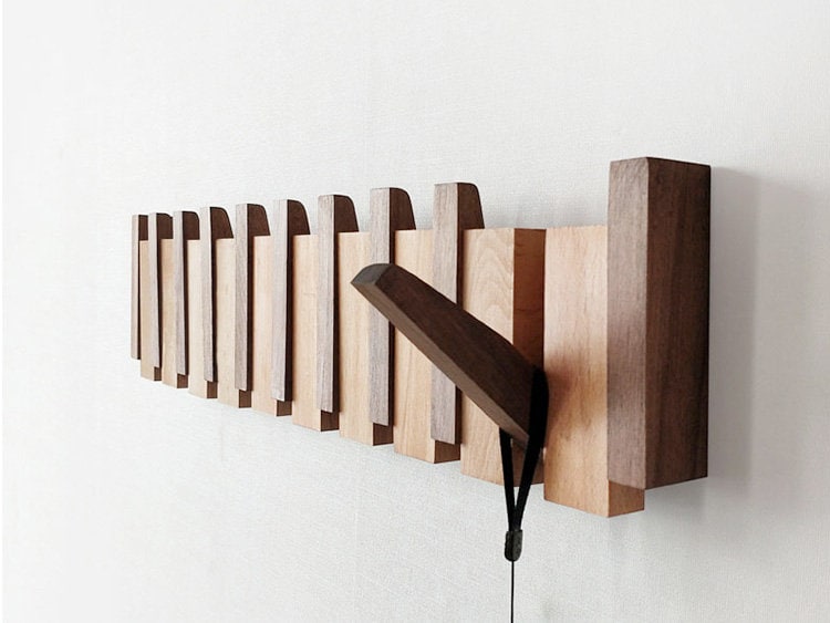 Handcrafted Wooden Piano Key Coat Rack