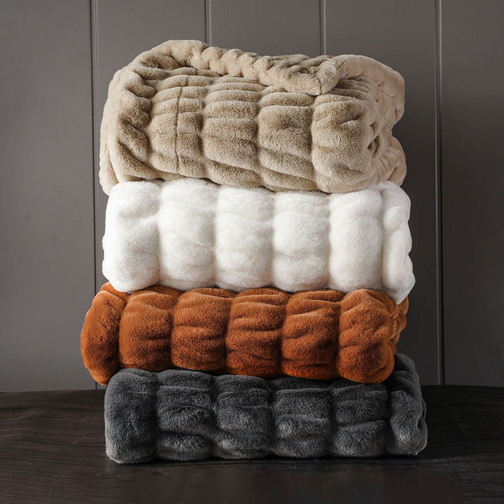 Faux Rabbit Fur Blanket Throw